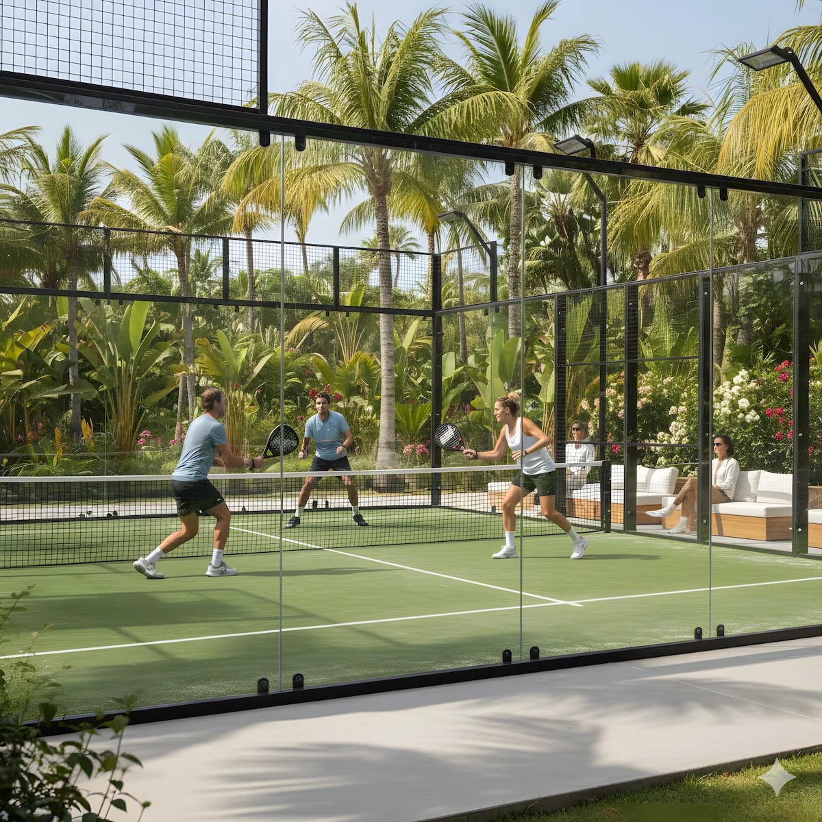 Intense padel match on Court 1